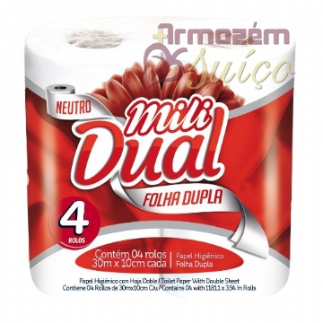 Foto Papel Higiênico Mili Dual Folha Dupla 30 MT - 4 Rolos